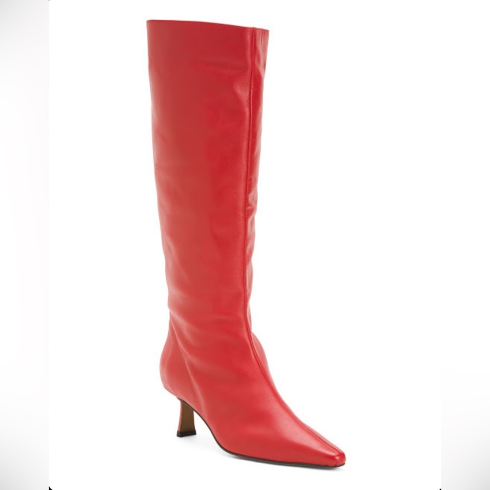Knee-High Leather Pointy Boots in color Red - Size 39 - BRAND NEW (NWOT)